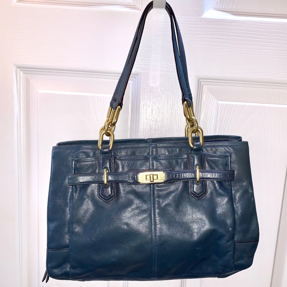 Blue COACH Chelsea Leather Jayden Carryall F17811